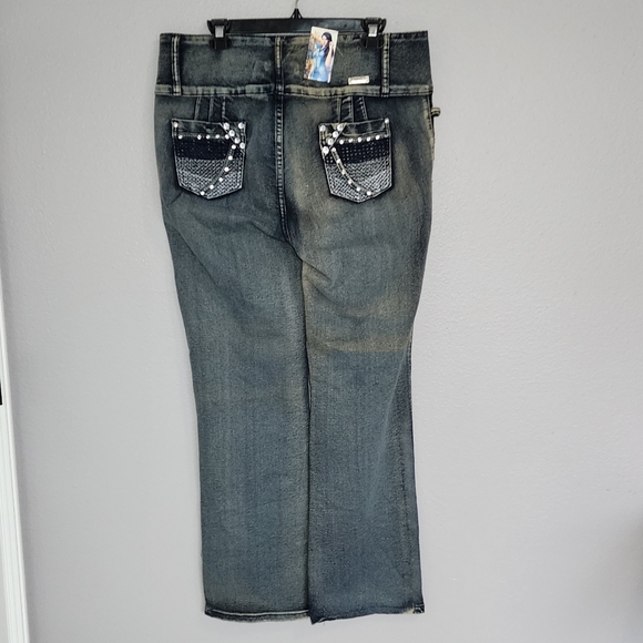 DIAMANTE BOOTCUT JEANS/ SIZE 16 - Picture 3 of 11